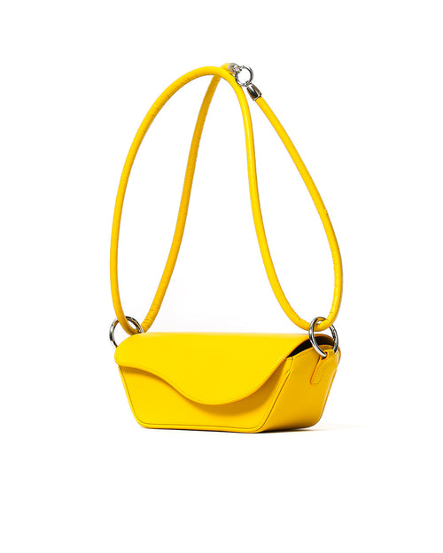 La Cannuccia Bag shoulder compact baguette bag by Micucci Milano, in yellow version.
